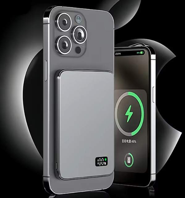 超薄MagSafe行動電源，磁吸式無線快充，附LED顯示屏，相容於iPhone、三星手機和AirPods