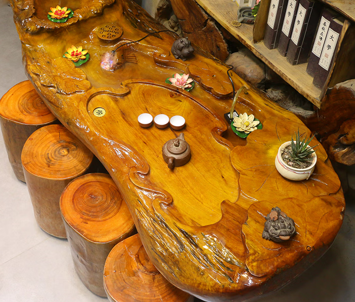 三顆家具根雕茶台金絲楠木茶桌樹根茶海實木茶几家具整體木頭茶台桌客廳